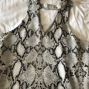 Collar Snakeskin Minidress with Deep V